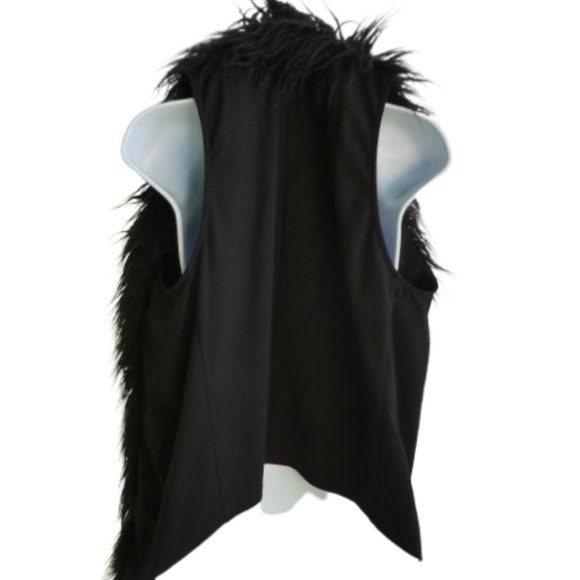 Cabi Infinite Faux Fur Vest Black Knit Open Front Hand Seam Pockets Rockstar S - Picture 4 of 8